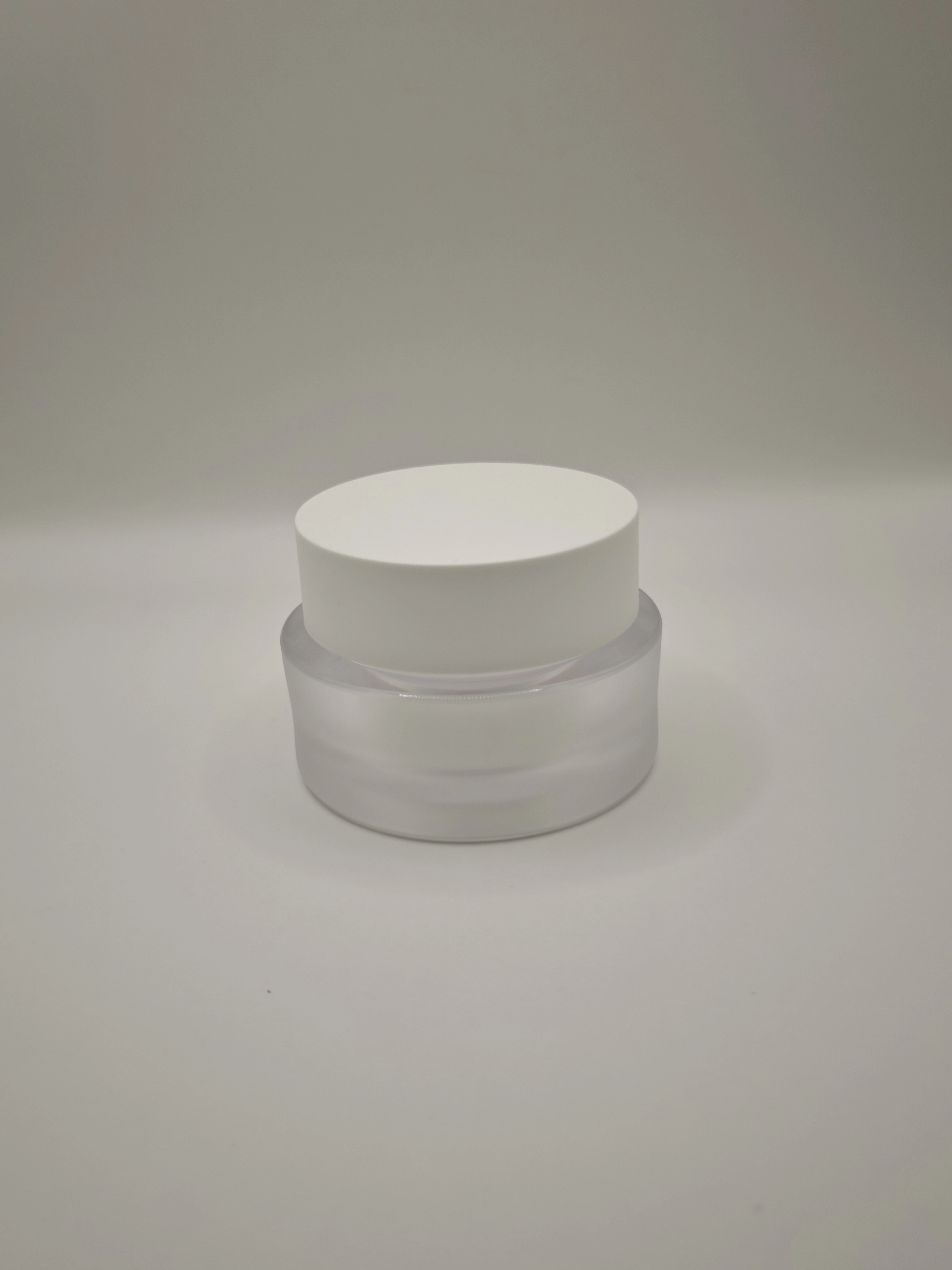 Frosted Clear Cosmetic Jar with White Lid 1
