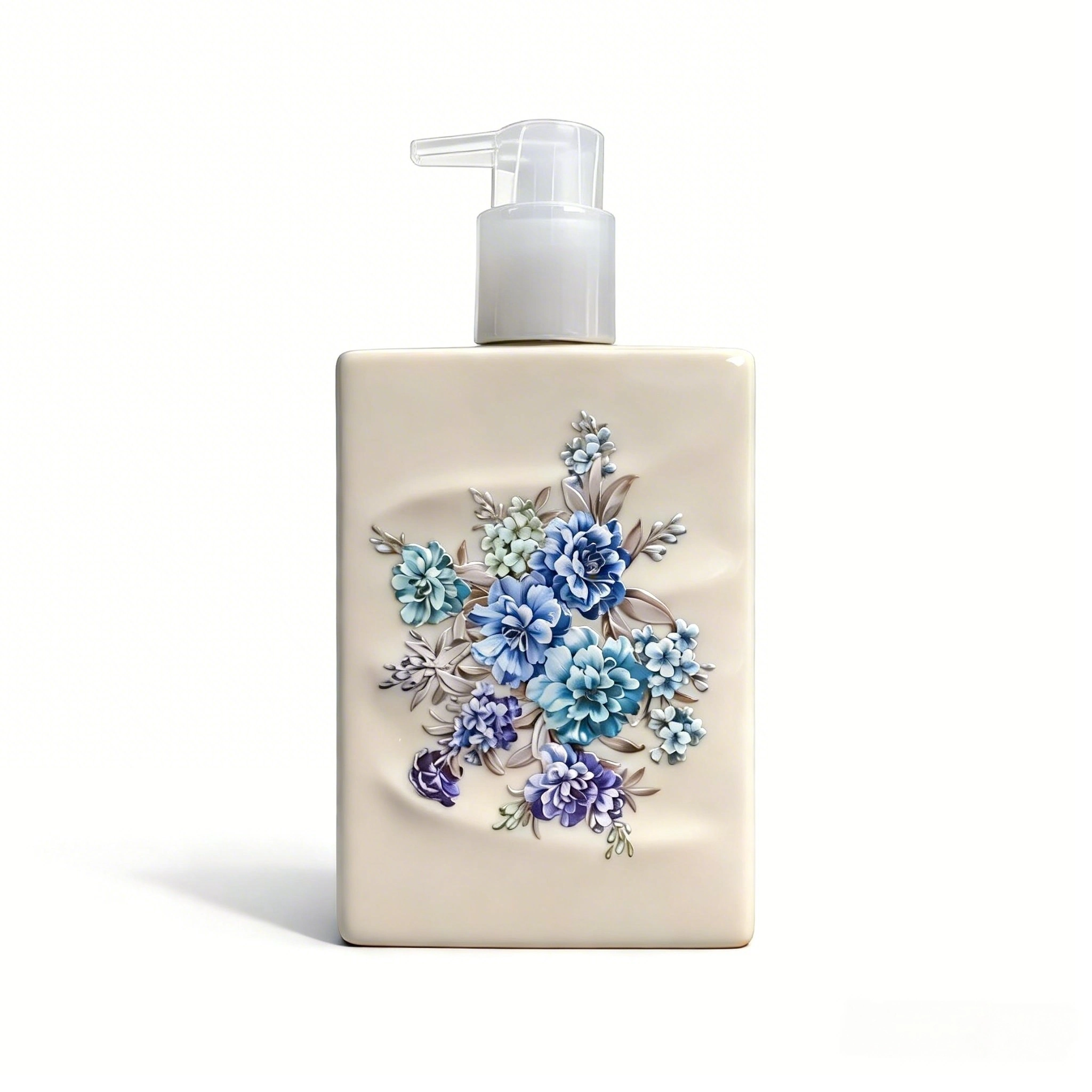 Chinese Style Ceramic Skincare Packaging 200ml, Custom Color Refillable Pump Bottle for Body Lotion & Shower Gel 1