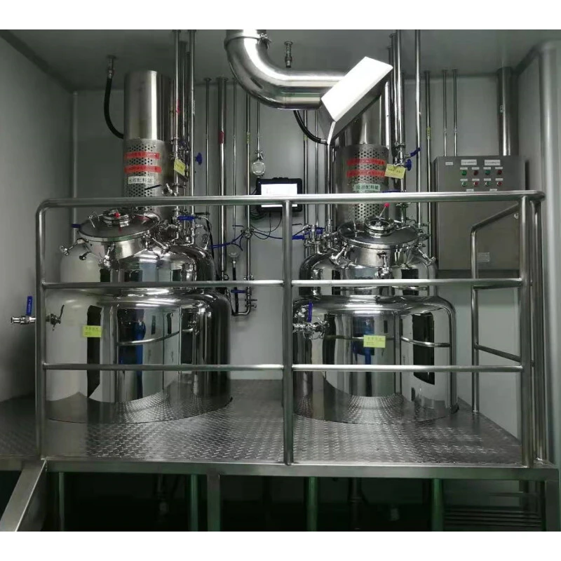 liquid compounding line with jacketed pressurised manufacturing vessel and holding vessel 1
