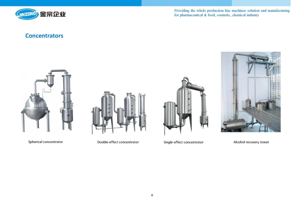Jinzong 500kg/H Vacuum Distillation Double Effect Concentrator on Sale