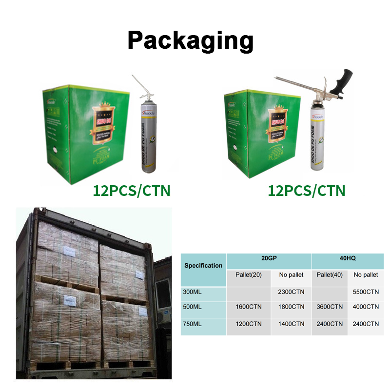 Customized 750ml General purpose PU foam, PU Spray Foam Polyurethane Foam for Installation 16