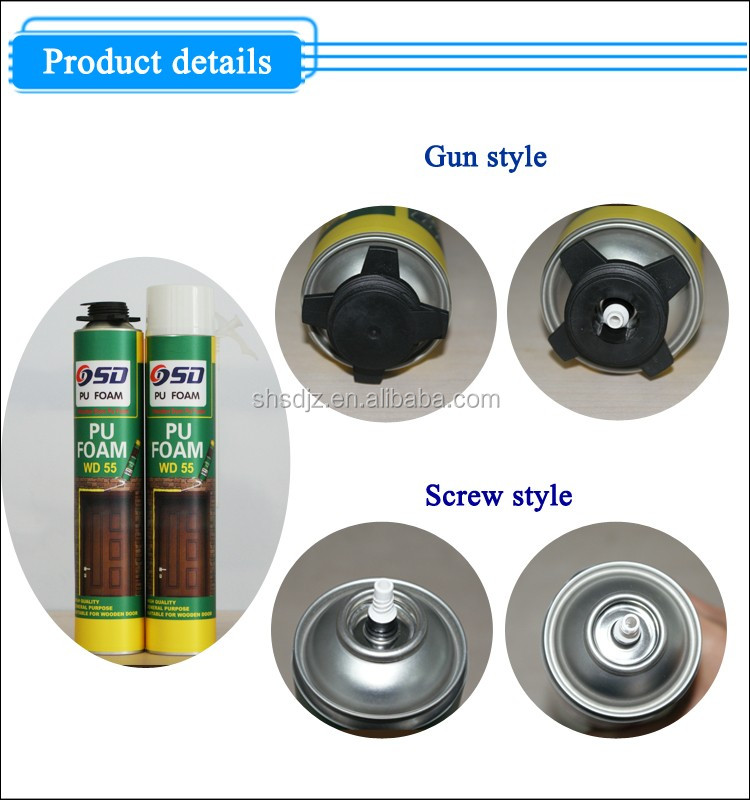 Shuode - Professional R & D Equipo 750 ml Todas las estaciones Use poliuretano expansión de espuma PU de espuma para marcos de puertas expandibles PU espuma 13