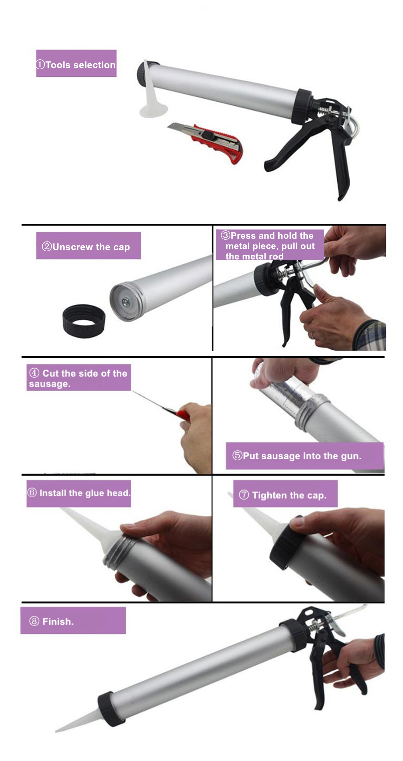 600 ml Aluminiumpatronenrohrdüsen Dichtungswaffe Silikondichtungswaffenkonstruktionswerkzeuge 12