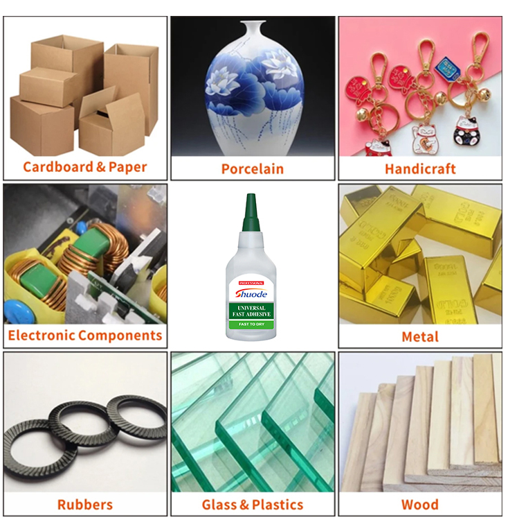 품질 Shuode MDF 키트 고 점도 시코 아크릴 레이트 접착제 슈퍼 접착제 가속기 10