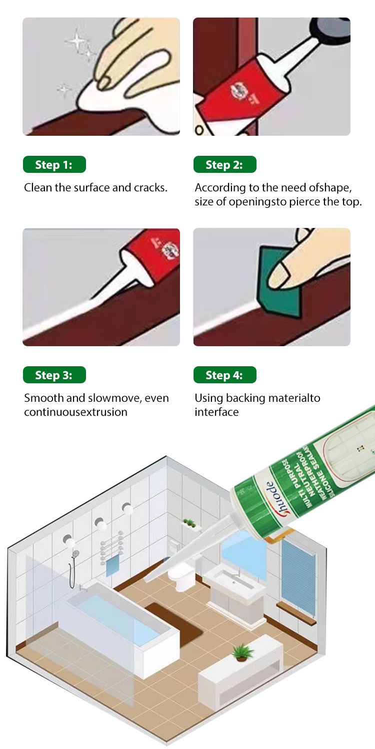Shuode - Baño resistente a la intemperie ACETIC RTV Silicona Sellado de silicona 12