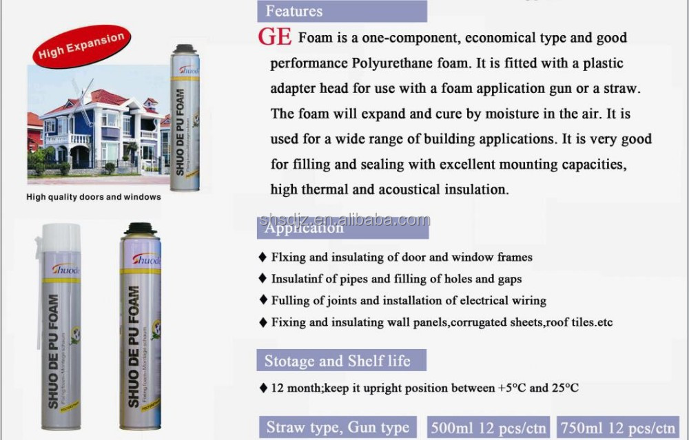 B1 Grade Long Shelf Life Pu Foam High Quality Mega Yield Gun&straw Foam