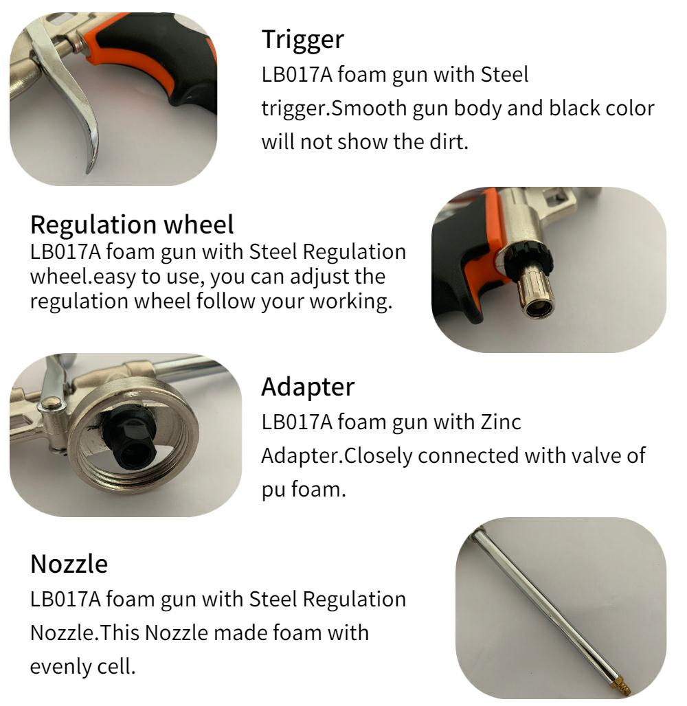 Shuode - Hand Tool Foam Spray Gun Professional Metal Foam Gun Factory Price Block up The Pit Foam Gun 9