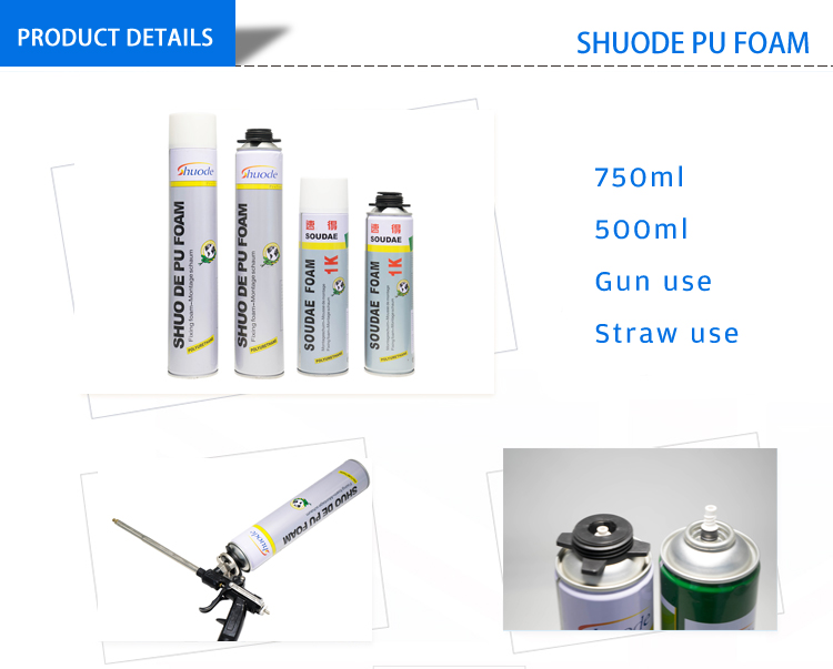 Muestra gratis 300ml 500ml 750 ml de espuma de espuma PU en expansión espuma en aerosol 20