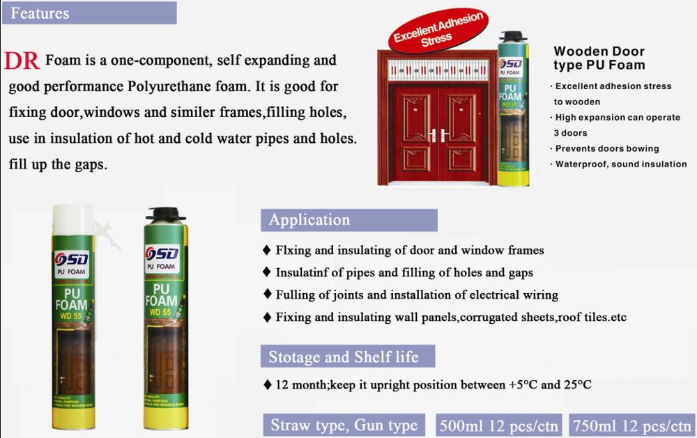 Tubo Style Styer Fazendo Spray Syntético de Adesivo Médico Super 99 para Venda Expandindo Poliuretano de Espuma 45-50 Letra de espuma de Spray 10