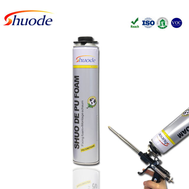 Shuode - Çin Üreticisi Shuode Mühendisliği Sınıf 750ml İnşaat Esnek Poliüretan PU Köpük Renkli Sprey Genişletilebilir PU Köpük 32