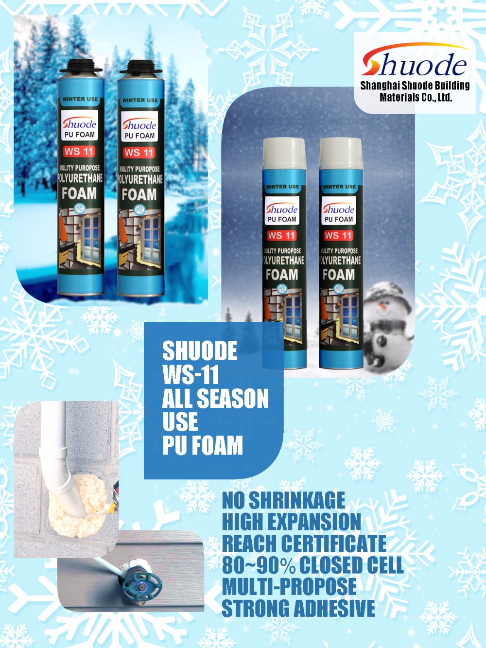 Shuode - Uso de invierno Price de poliuretano G Spray de espuma de embalaje portátil con espuma PU expandible 7