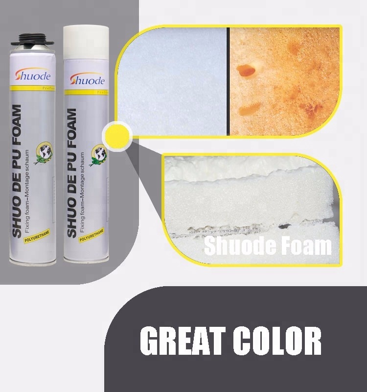 SHUODE - SHOUDE Aislante de aislamiento de spray de Shoude Adhesivo de relleno de sellador 500ml 750ml PU Poliuretano Espuma expandible PU espuma 27