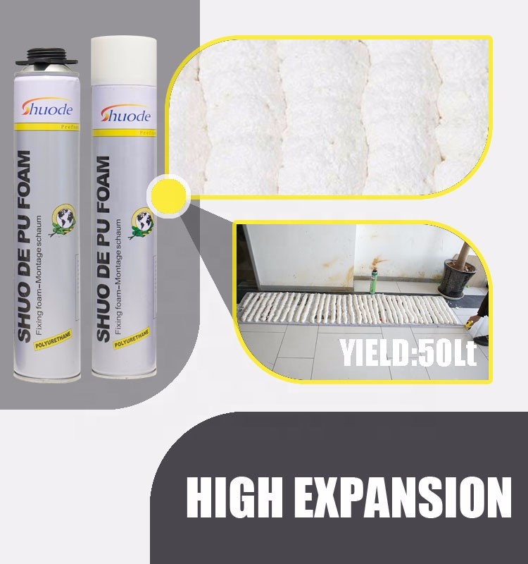 SHUODE - SHOUDE Aislante de aislamiento de spray de Shoude Adhesivo de relleno de sellador 500ml 750ml PU Poliuretano Espuma expandible PU espuma 23