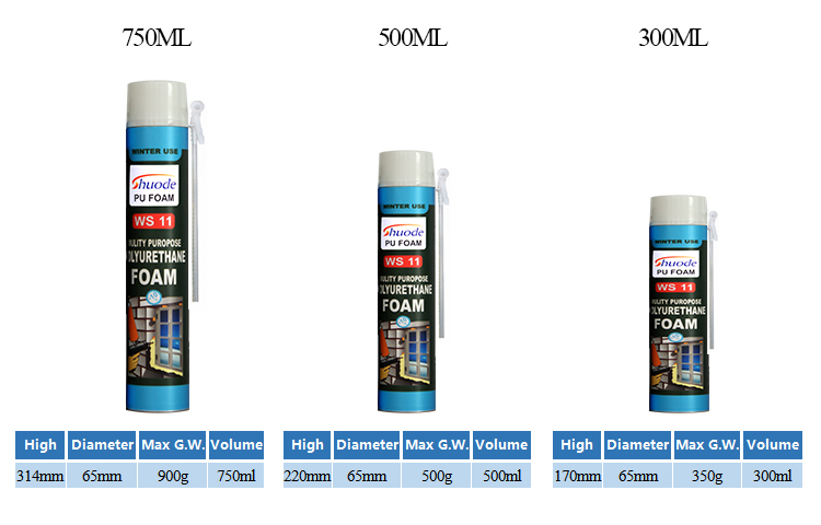 Winter type Polyurethane foam sealing agent 750ml low price bottle foam spray