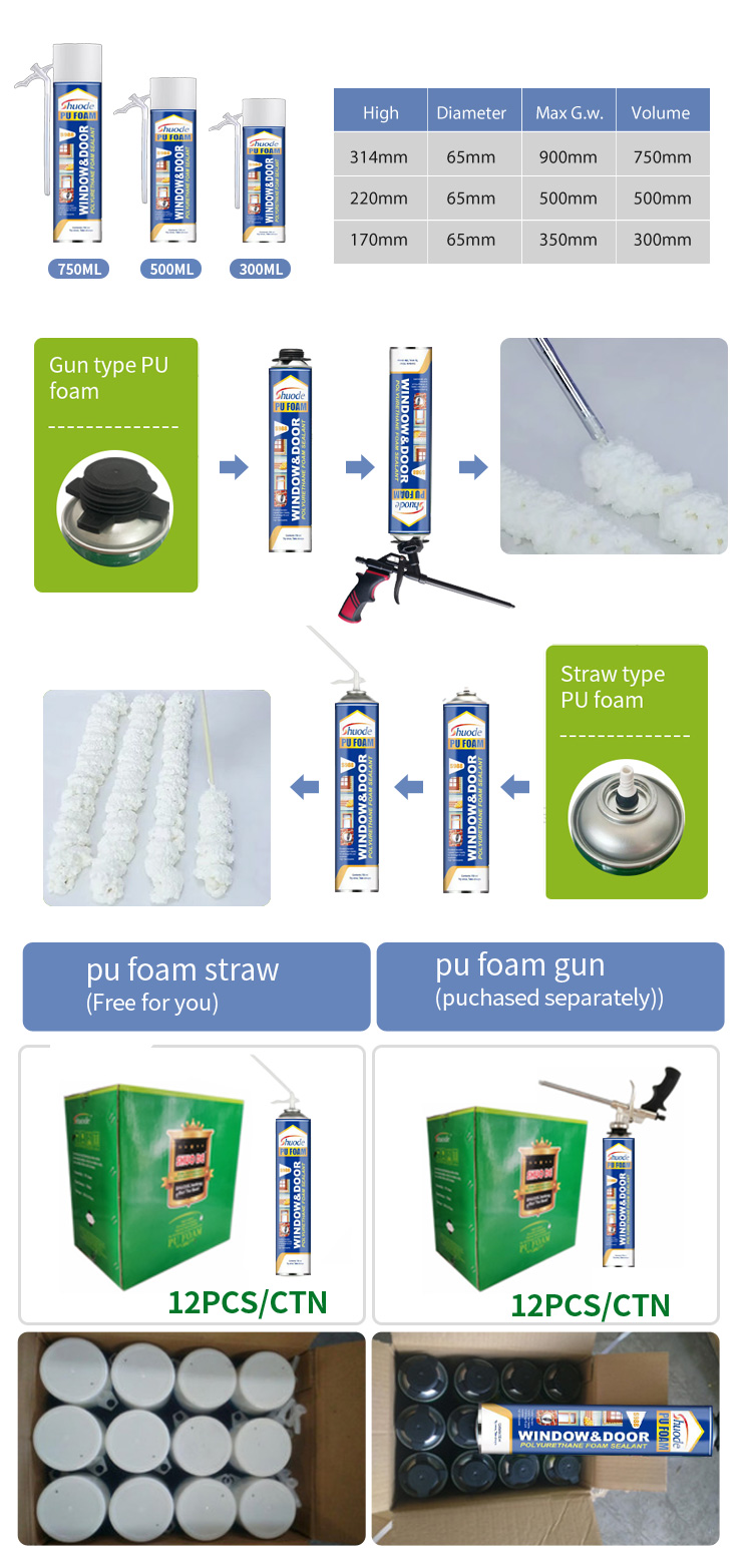 Buena expansión de la puerta de expansión fijación de sellador de espuma de poliuretano para todo propósito 9