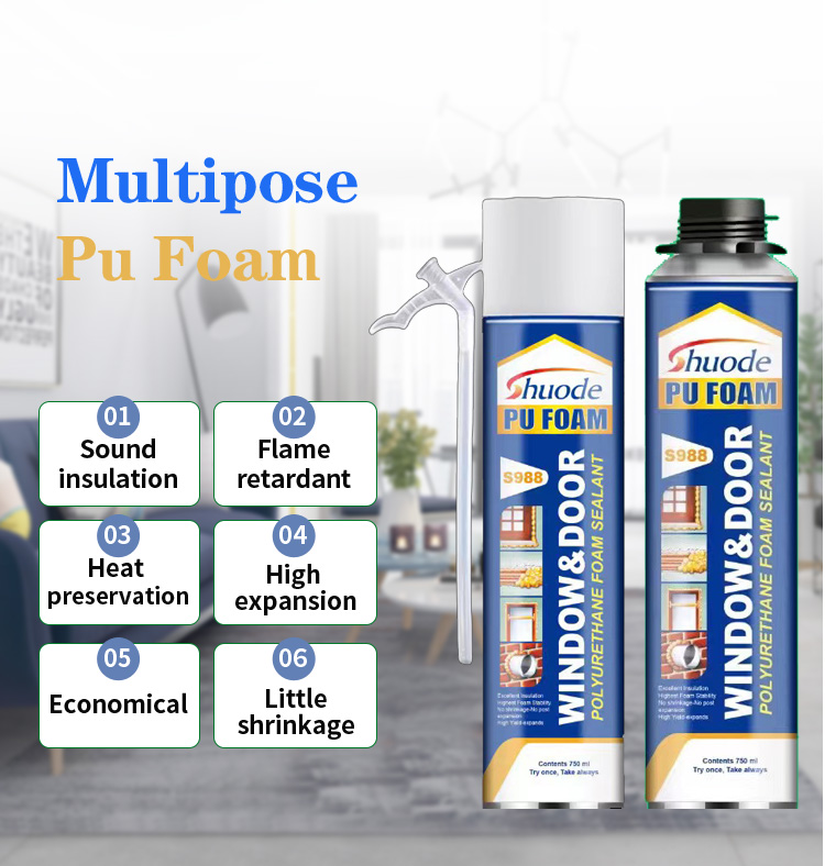 Buena expansión de la puerta de expansión fijación de sellador de espuma de poliuretano para todo propósito 8