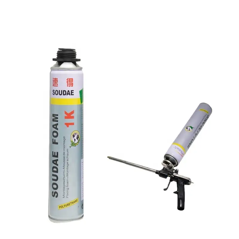 Shuode - Flexible 750ml engineering high yield pressure door frame fixing polyurethane pu foam bond spray insulation for agap siller Expandable Pu Foam 1