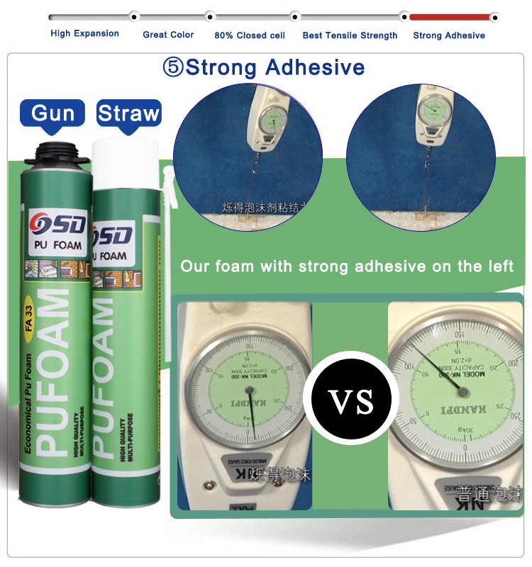 Fabricante profesional 750 ml Aislamiento térmico de alta densidad Iquid Spray Polyuretano Pu Espuma 13