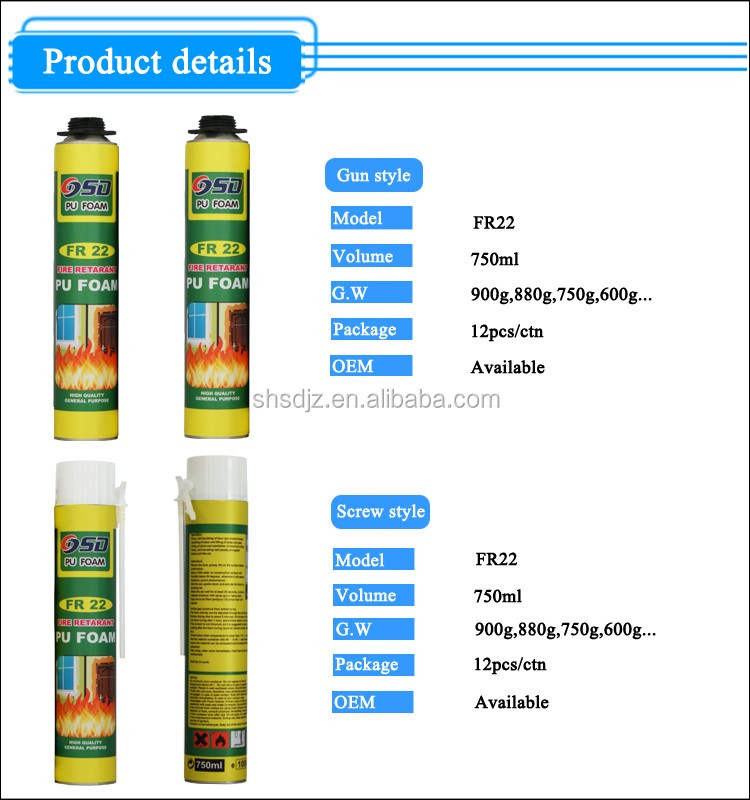 Шуод - 750ml Fireproof Spray Fiesta De Espuma en Aerosol Fire Repardant PU көбік 9