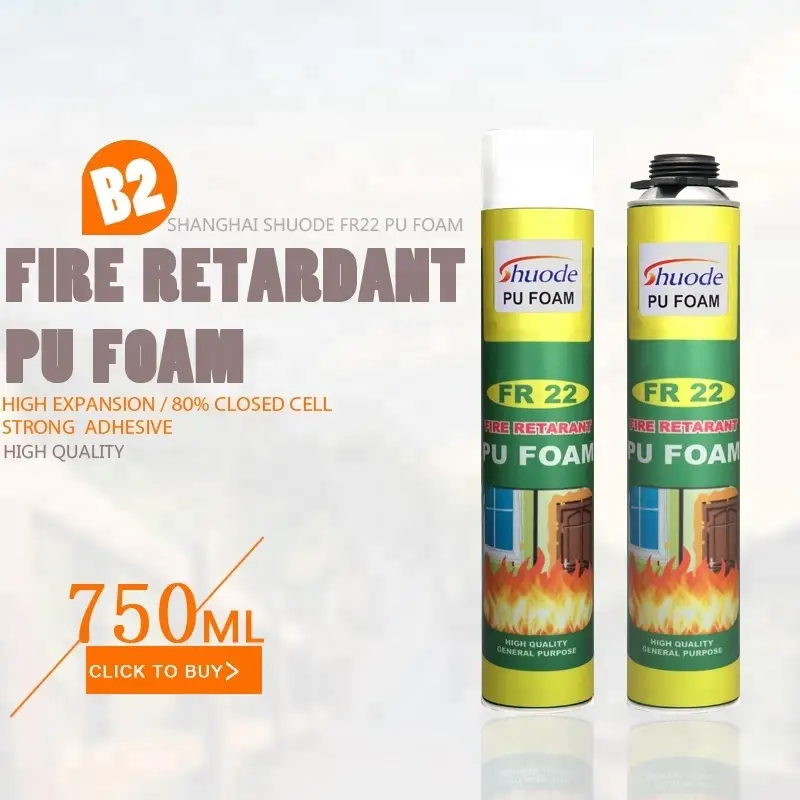 Shuode - Factory direct sales silicone fire proof spray foam sealant insulation for fireplace caulk Fire Retardant Pu Foam 1