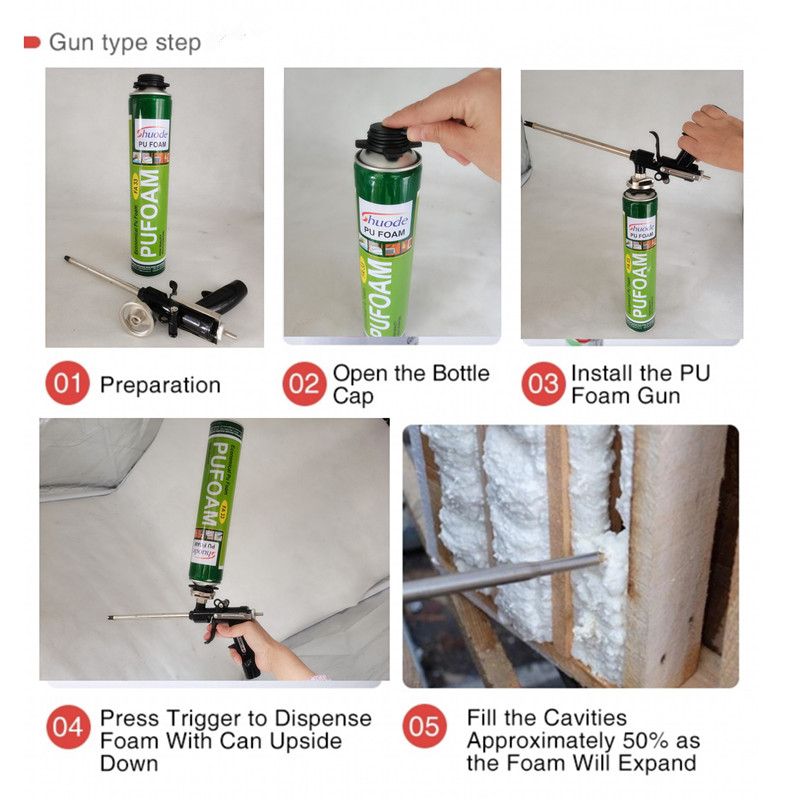 Shuode - Fireproof One Component Acúturetano de espuma adhesiva de poliuretano para sellado y unión de espuma de retardante de fuego PU 29