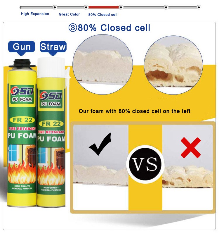 Firepoof Multi Uso Fireproof Polyuretane en expansión de la expansión 19