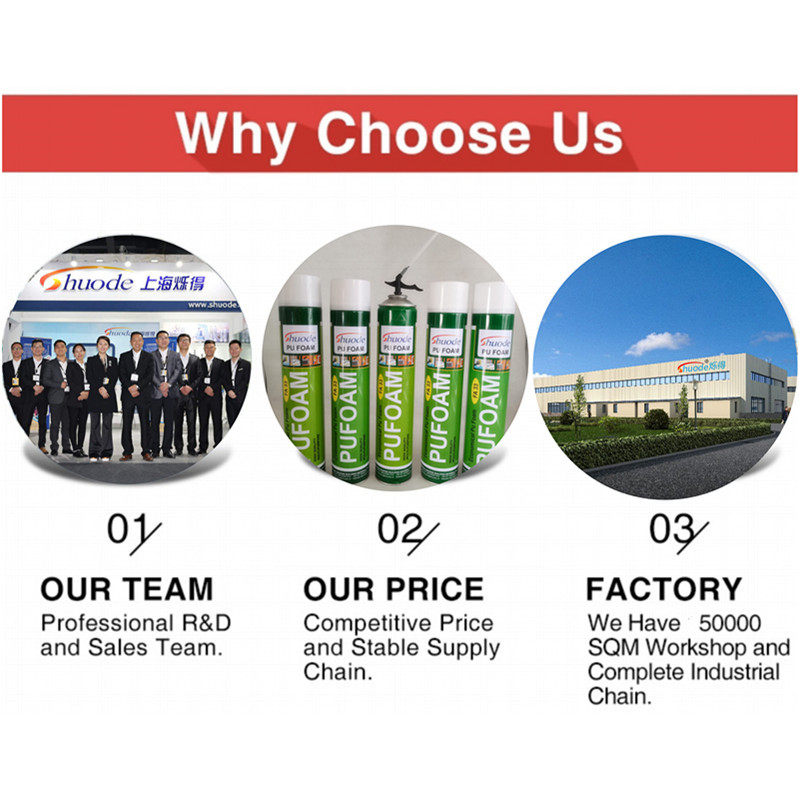 Shuode-Düşük sıcaklıklı PU Köpük Yapıştırıcı Duvar Genişletilebilir Kalafat PU Köpük Sızdırmazlık Make Mühendis Poliüretan Çift Bileşenler Yapıştırıcılar 230-391-5 +5 ~ +35 Genişletilebilir PU köpük 9