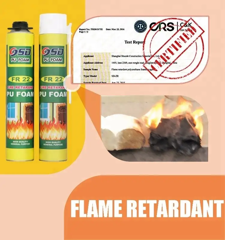 Shuode - shuode 750ml Firestop poliuretano aislamiento espuma adhesiva pura espuma de espuma de fuego espuma PU de retardante 3