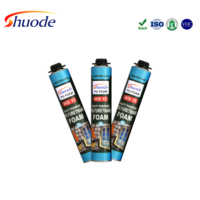 Shuode - Çin Üreticisi Shuode Mühendisliği Sınıf 750ml İnşaat Esnek Poliüretan PU Köpük Renkli Sprey Genişletilebilir PU Köpük 11