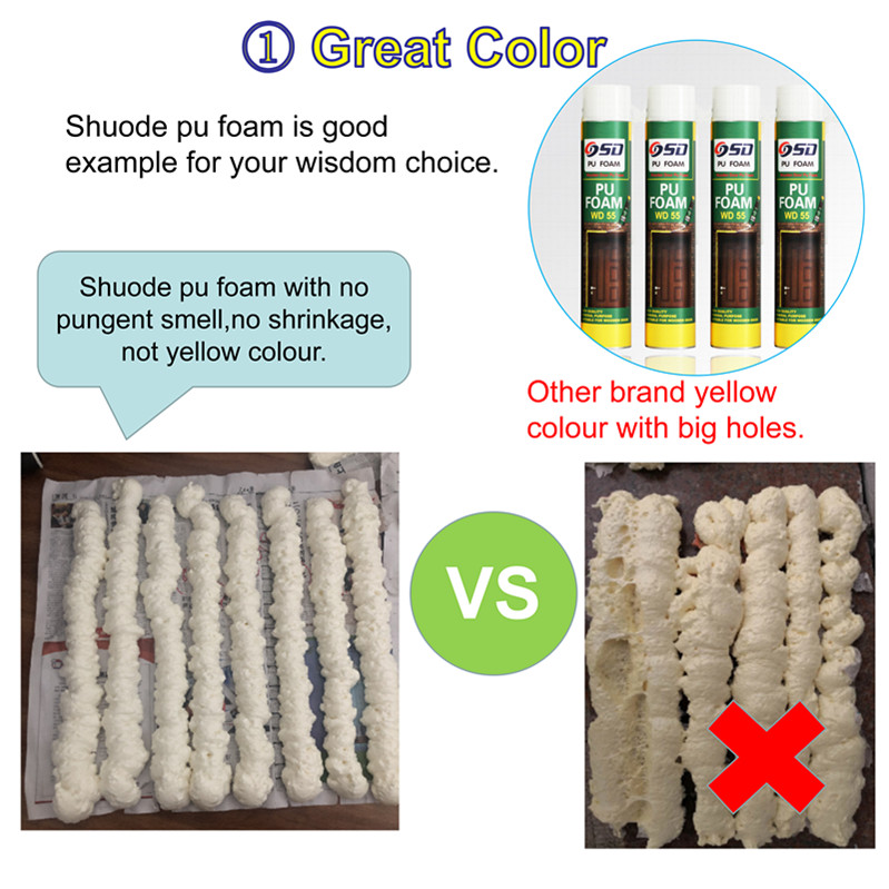 Shuode - genel amaçlı yüksek performanslı sprey genişleyen PU poliüretan köpük dolgu genişletilebilir PU köpük 10