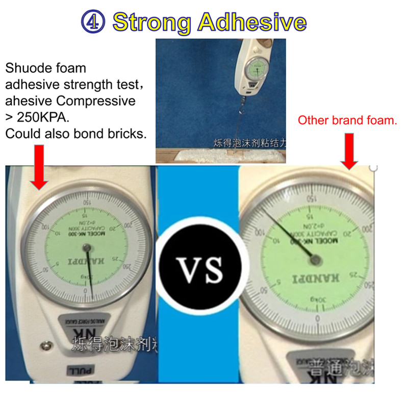 Shuode - Spray imikhiqizo yokufakelwa kwe-Insulation 750ml Pu Foam yawo wonke amagebe wokwakha agcwalisa i-teraam ye-teraam ye-terardant yomlilo 23