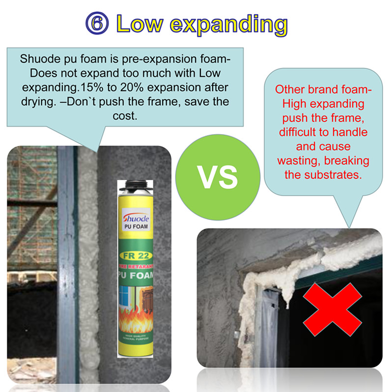 Shuode - Spray imikhiqizo yokufakelwa kwe-Insulation 750ml Pu Foam yawo wonke amagebe wokwakha agcwalisa i-teraam ye-teraam ye-terardant yomlilo 27