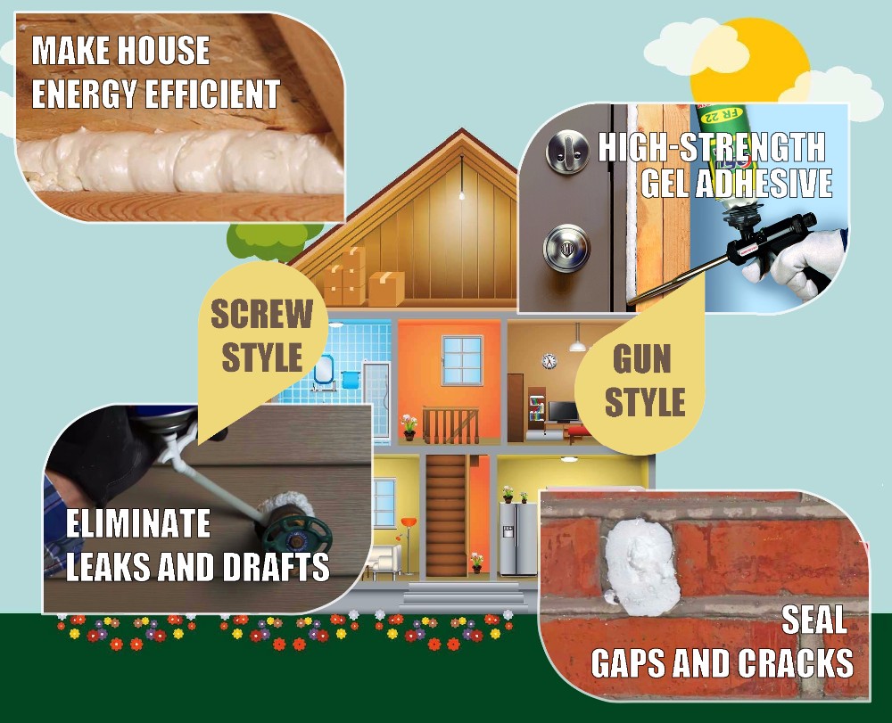 Shuode - Ventana & MARCO DE PUERTA Madera No Instalación de uñas FixationIninsulation PU Espuma selladora expandible PU Espuma PU 9