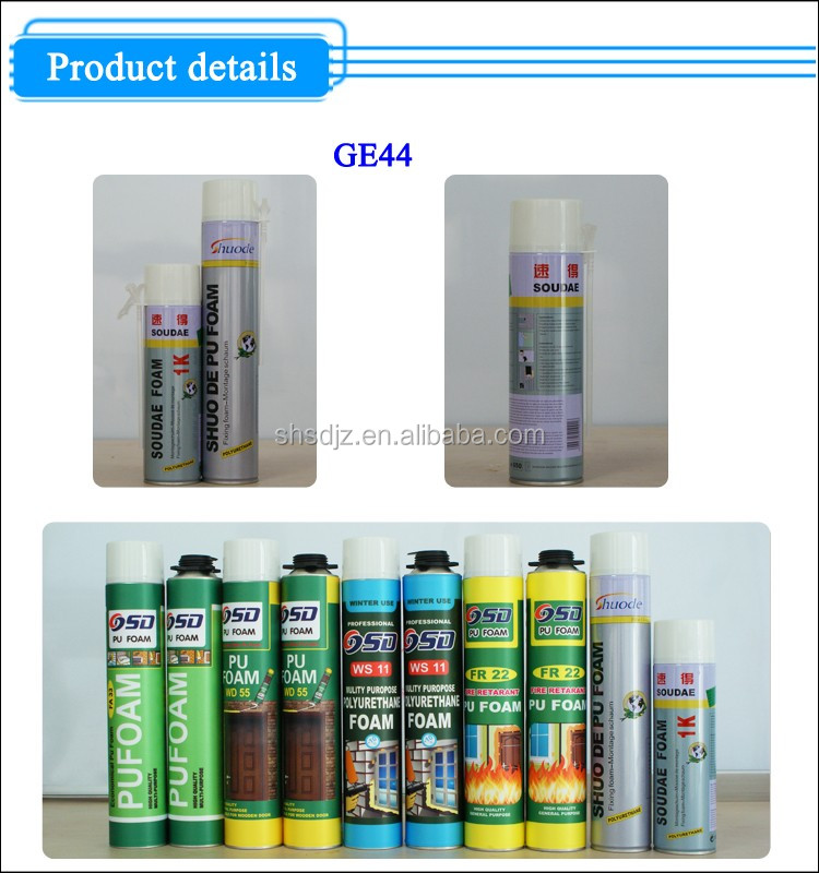 Shuode - 750 ml de muebles de madera Instalación Adhesivos de poliuretano espuma sellador expandible PU espuma 9