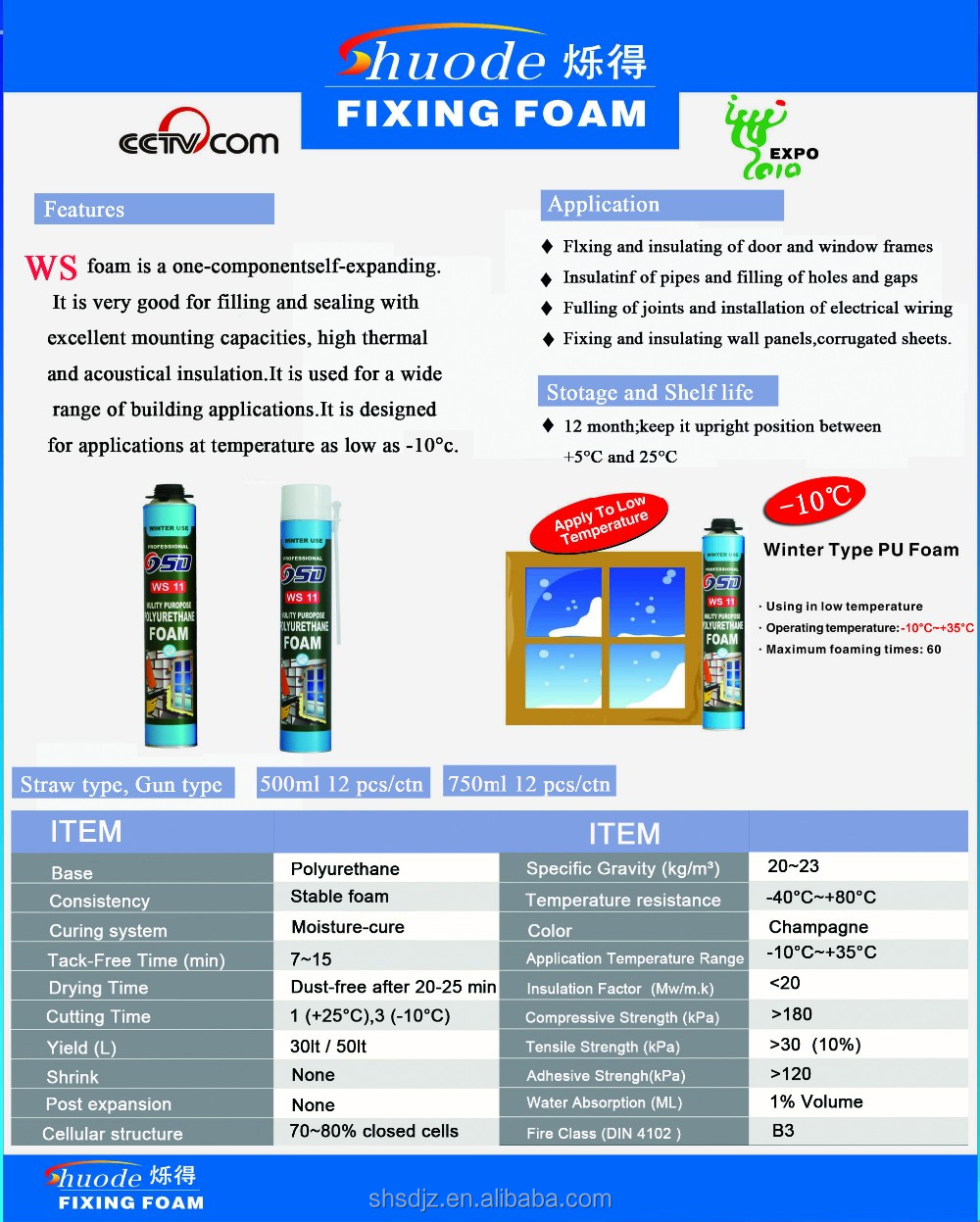 Sello de aerosol de aislamiento impermeable Aerosol PU espuma de espuma 9