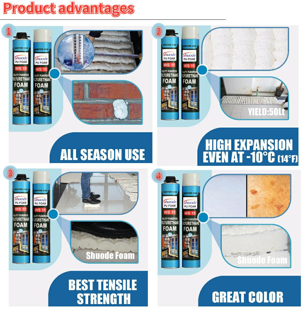 Sello de aerosol de aislamiento impermeable Aerosol PU espuma de espuma 10
