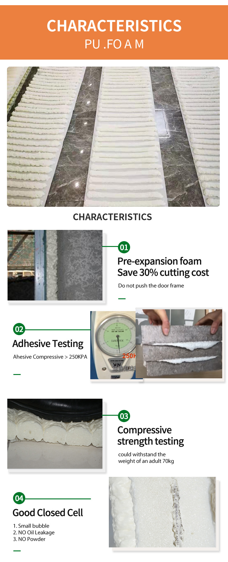 factory Outlet Fire Resistant B2 Class Light Yellow Closed Cell polyurethane foam Sealant PU Foam1 10