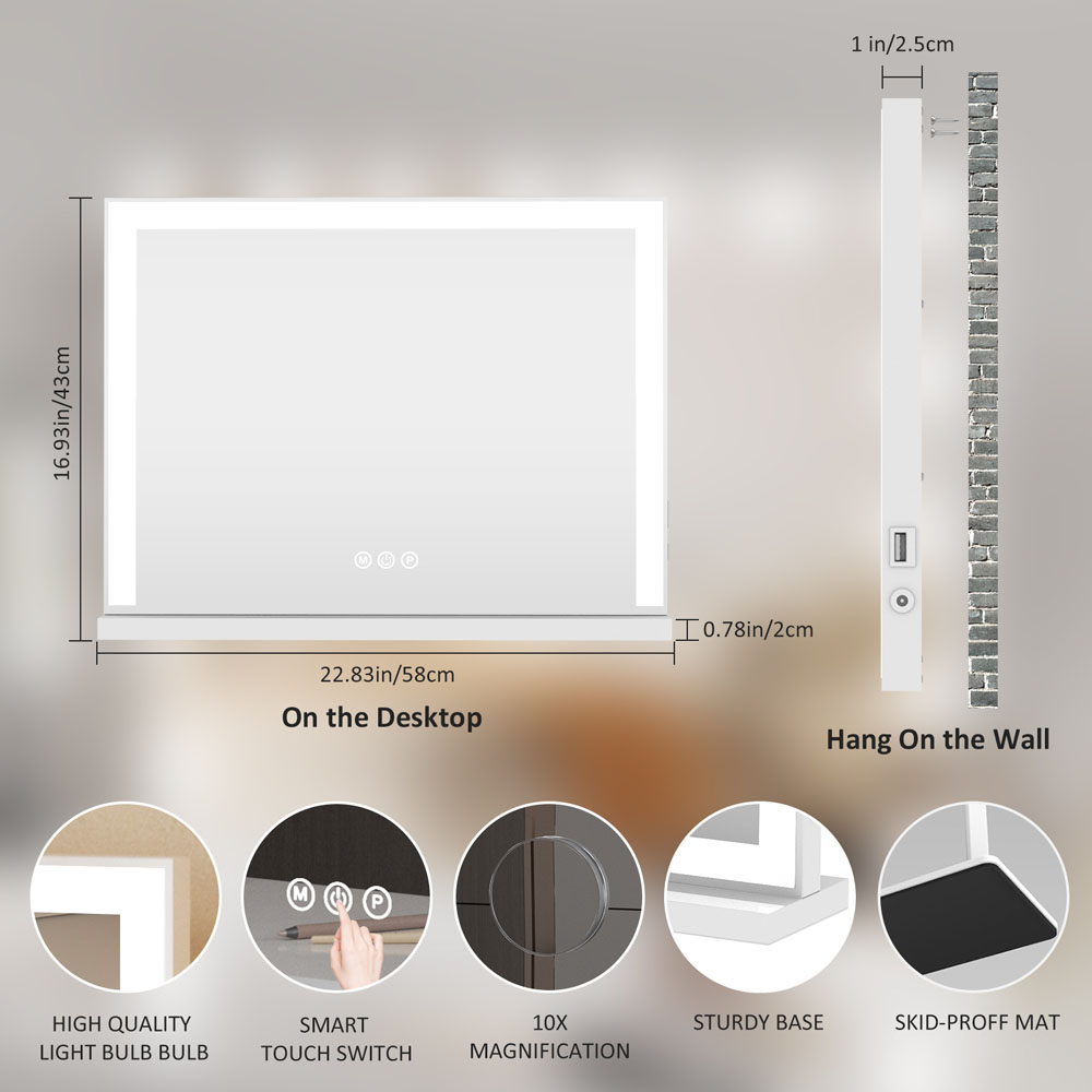 조절 가능한 조명이 있는 LED 화장 거울, OEM ODM BWLLNI 사용자 정의 가능 6