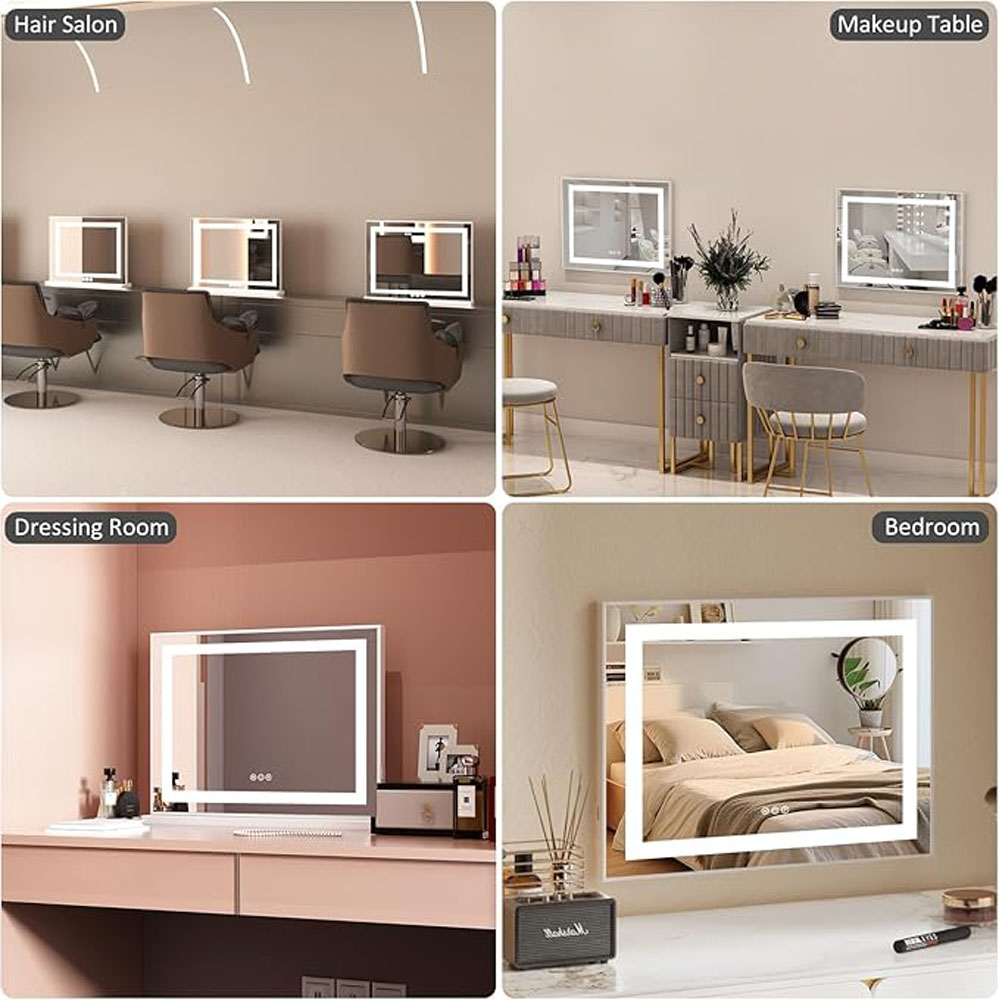 quadratischer LED-Kosmetikspiegel mit Memory-Funktion, Schminktisch, Verwendung BWLLNI 9