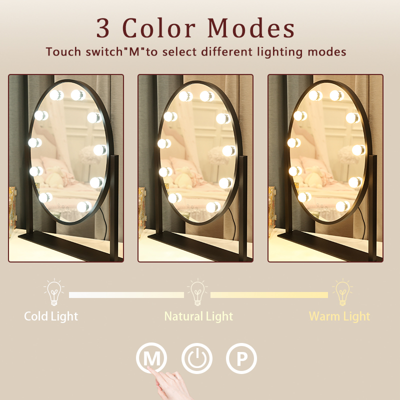 Miroir de courtoisie avec ampoules LED Convient pour coiffeuse Outils de maquillage acheter BWLLNI 9