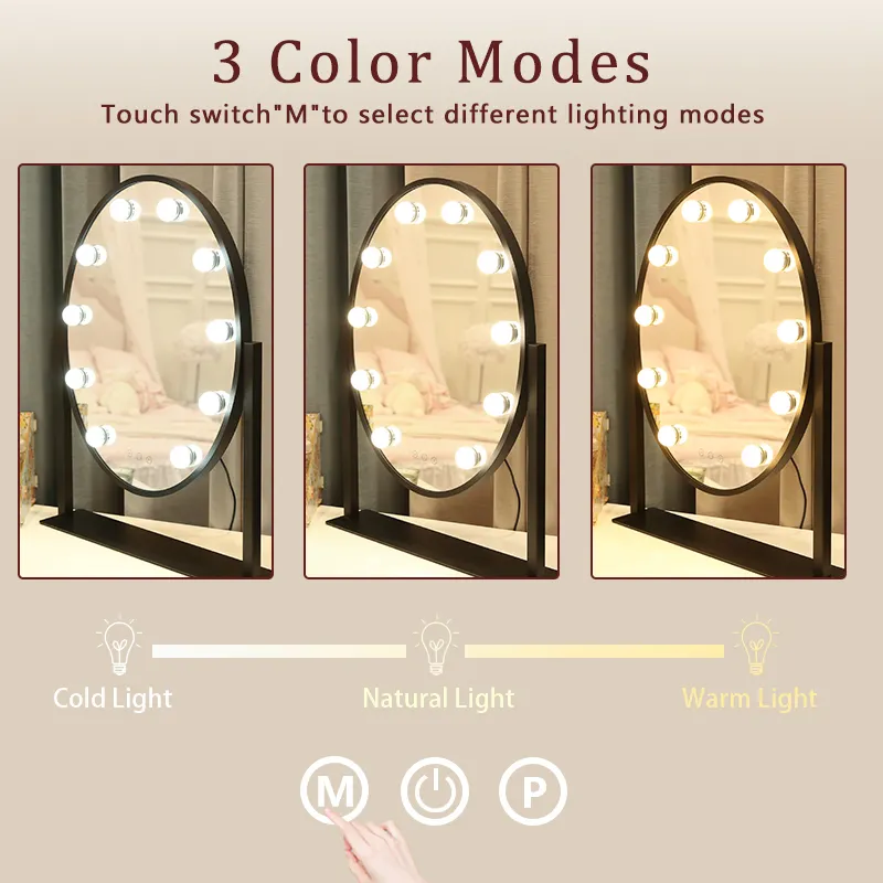 Specchio rotondo per il trucco con luci a LED di BWN Lighting 9