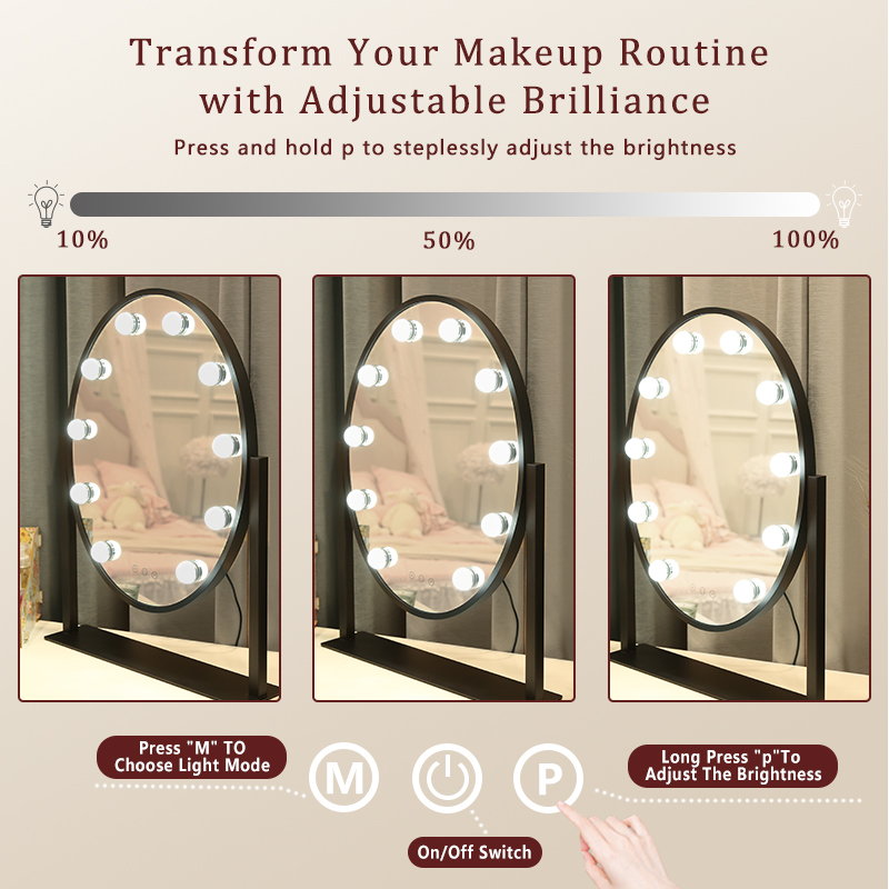 Miroir de courtoisie avec ampoules LED Convient pour coiffeuse Outils de maquillage acheter BWLLNI 10