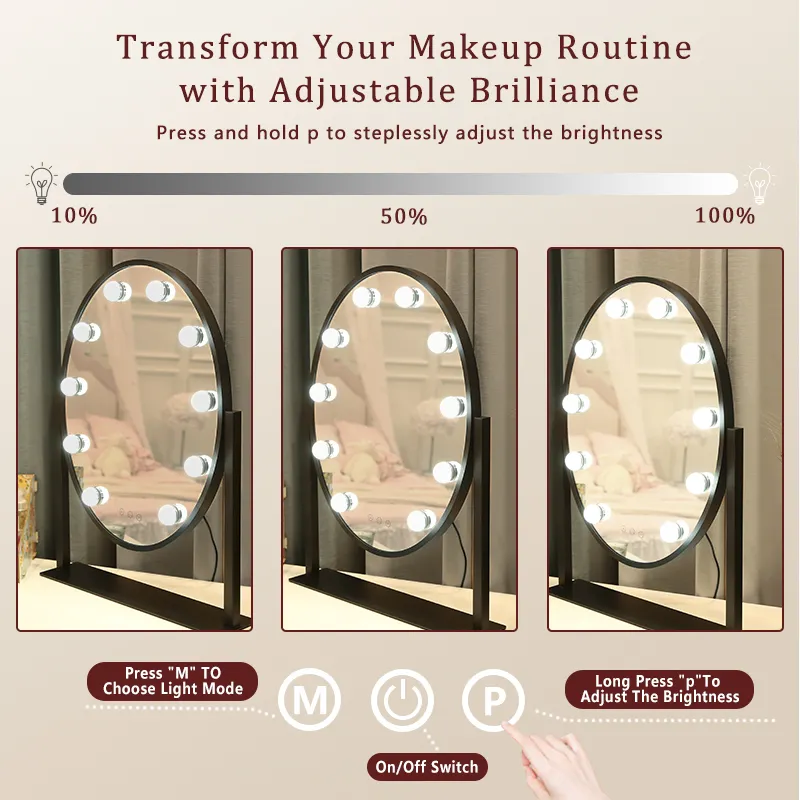 Specchio rotondo per il trucco con luci a LED di BWN Lighting 10