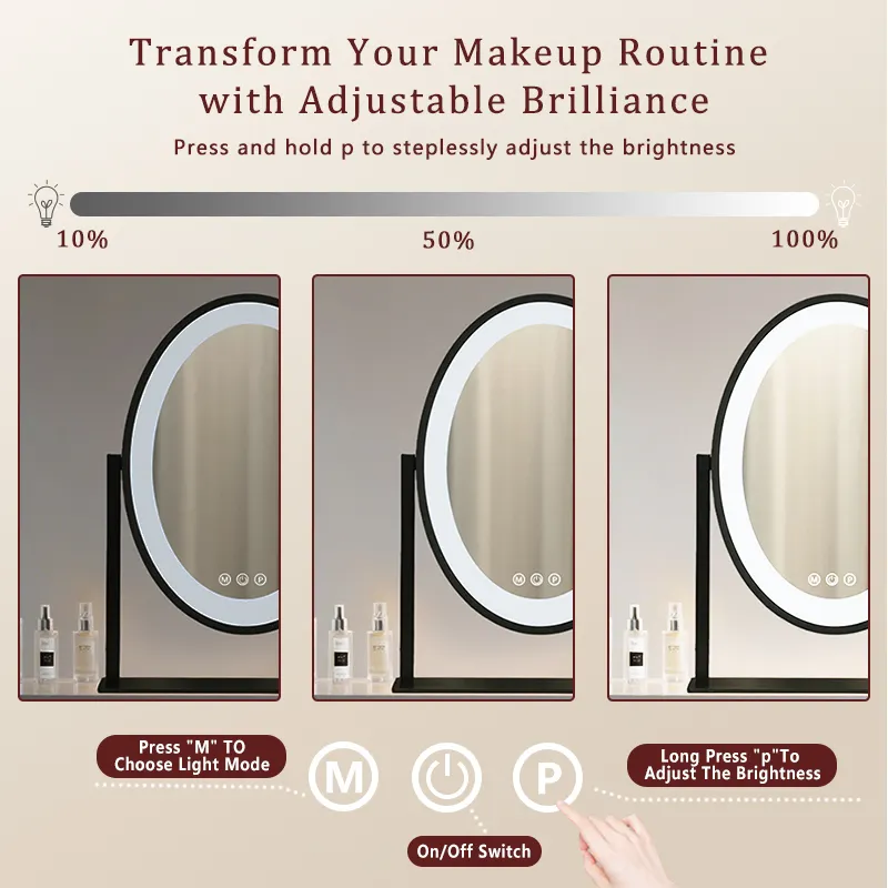 BWN Lighting Round Vanity Mirror with Lights Factory 5