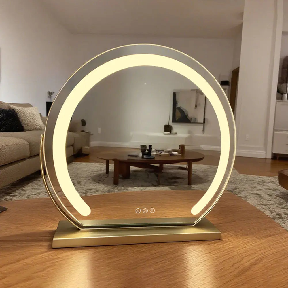 Specchio rotondo per il trucco Specchio rotondo da trucco con luci Fornitore 9