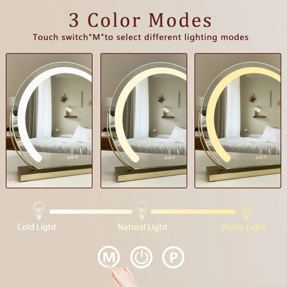 Specchio rotondo per il trucco Specchio rotondo da trucco con luci Fornitore 5