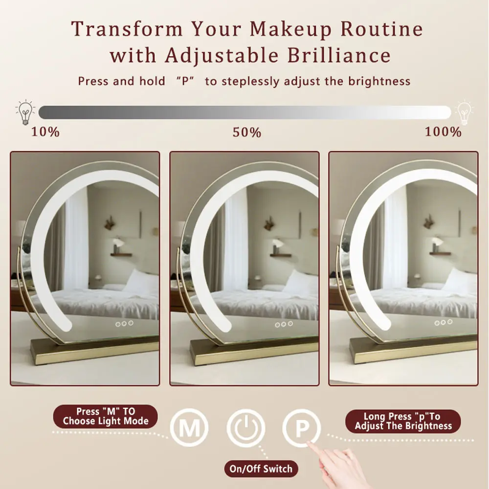 Specchio rotondo per il trucco Specchio rotondo da trucco con luci Fornitore 6