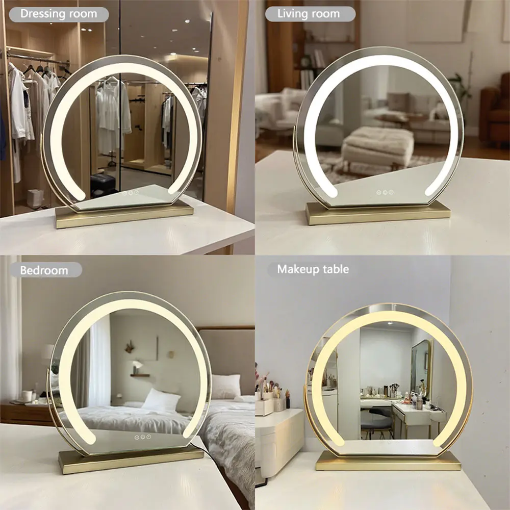 Specchio rotondo per il trucco Specchio rotondo da trucco con luci Fornitore 8