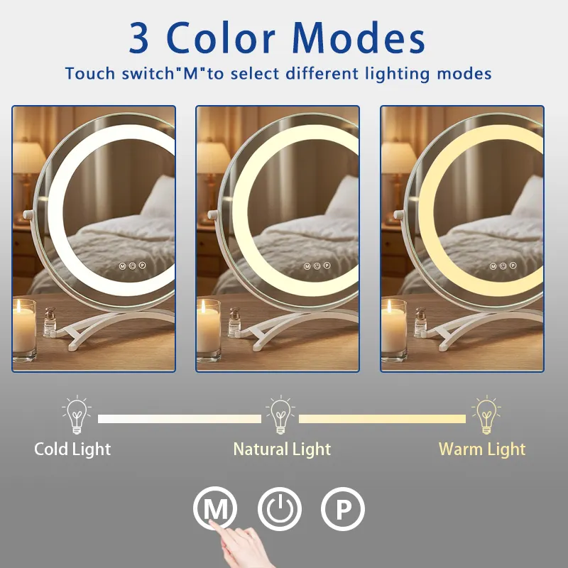 Specchio rotondo Hollywood con luci LED, specchio da trucco all'ingrosso - BWN Lighting 8