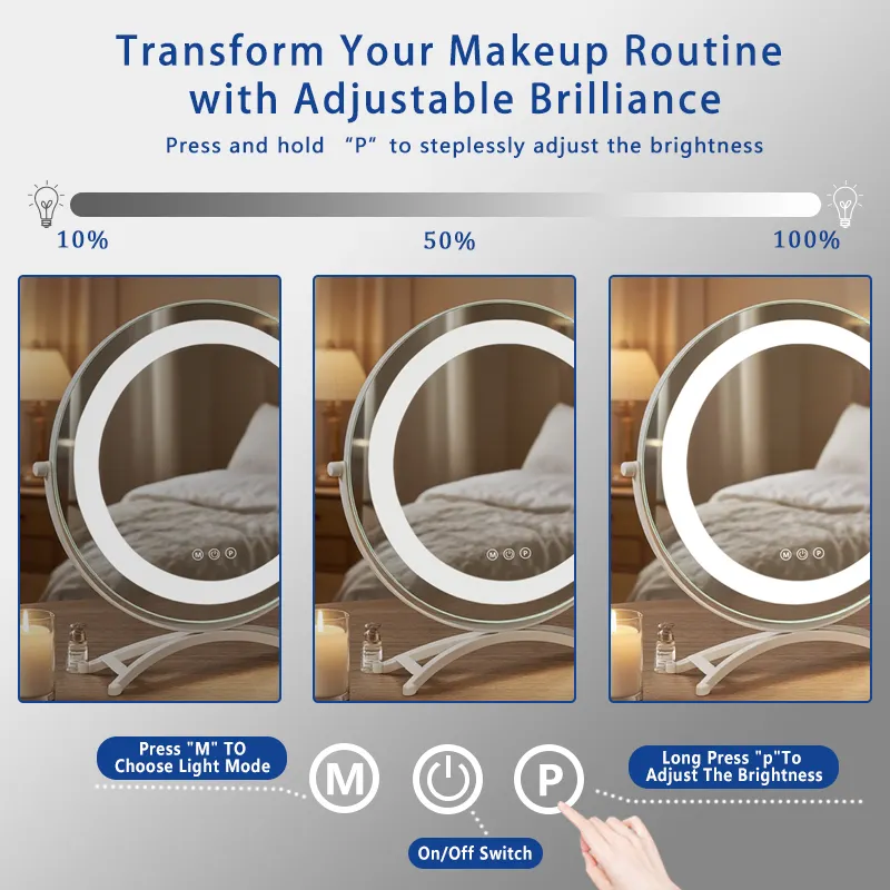 Specchio rotondo Hollywood con luci LED, specchio da trucco all'ingrosso - BWN Lighting 5